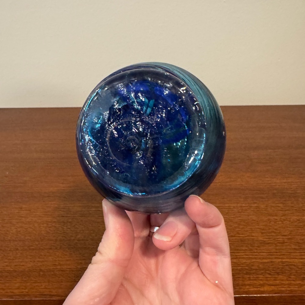 Vintage Murano Art Glass Small Bowl Cobalt Blue Swirl Catchall Dish EUC - Picture 2 of 8